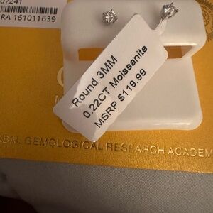 Moissanite sterling silver 3 mm Stud Earrings